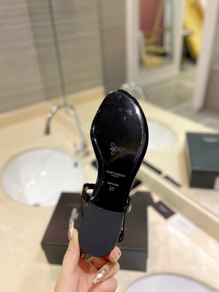 Saint Laurent Beautiful Siren Flat Sandals in Bright Blue