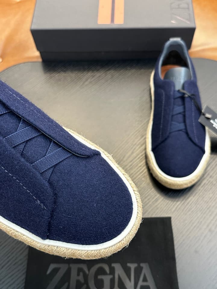 Zegna Triple Stitch Low-Top Sneakers in Dark Charcoal