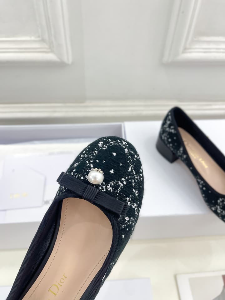 Dior Cannage Pearl Ballet Pumps – 2024 Early Spring Collection in Cream Mary Jane
