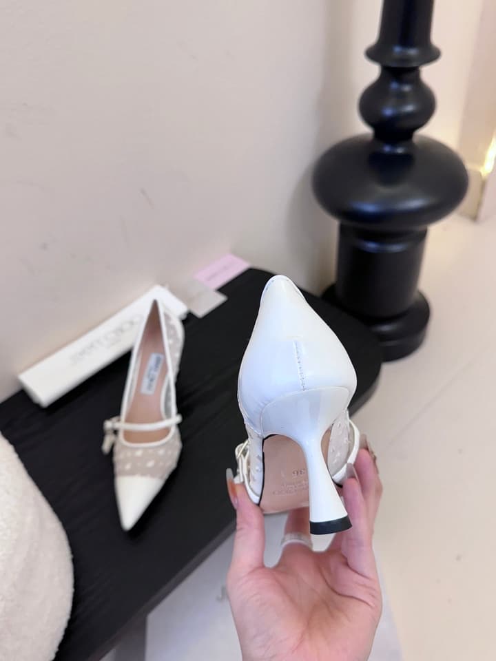 Jimmy Choo Patent Leather Pumps – 2025FW in Nude Mesh