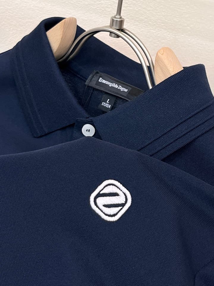 Zegna Embroidered Logo Piqué Cotton Polo Shirt – 2026 Spring/Summer Collection in Navy Blue