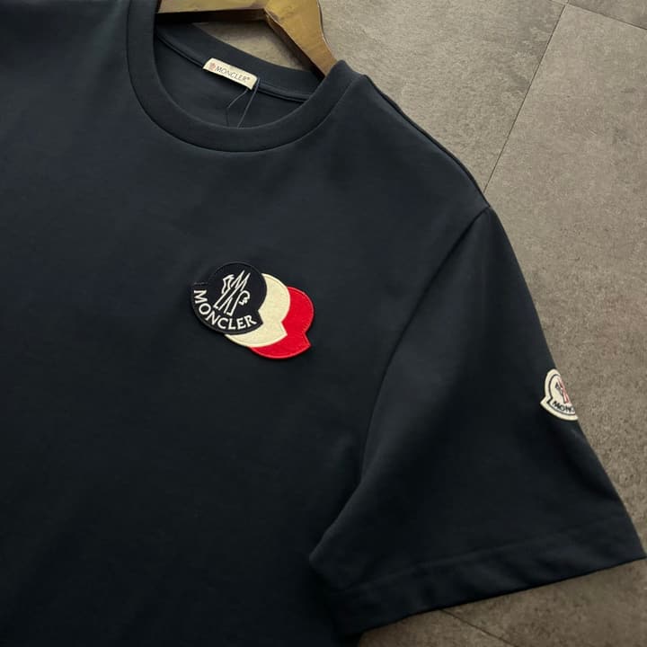 Moncler Triple Logo Short-Sleeve T-Shirt – 2026SS in Navy Blue