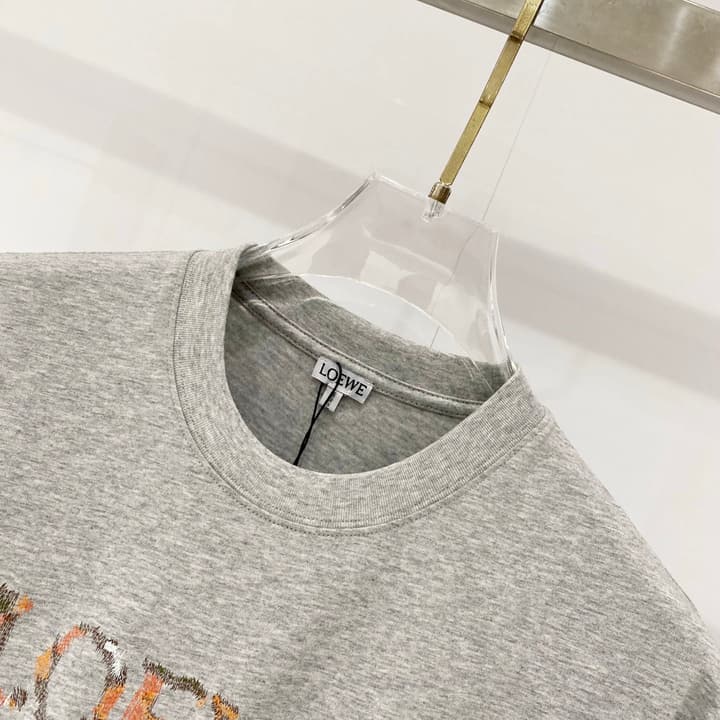 Loewe Rainbow Logo Embroidered Cotton T-Shirt in Classic Black