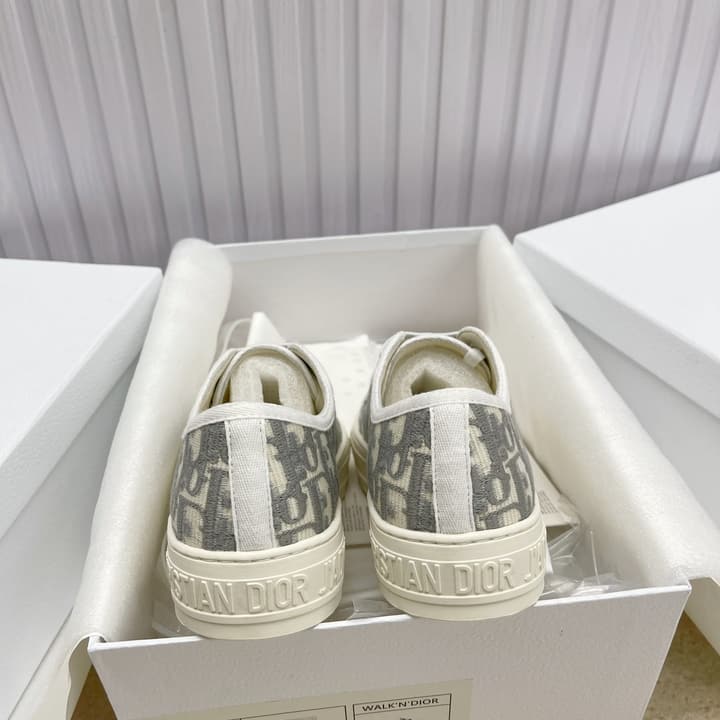 Dior Embroidered Flat Sport Sneakers in Grey Oblique Embroidery