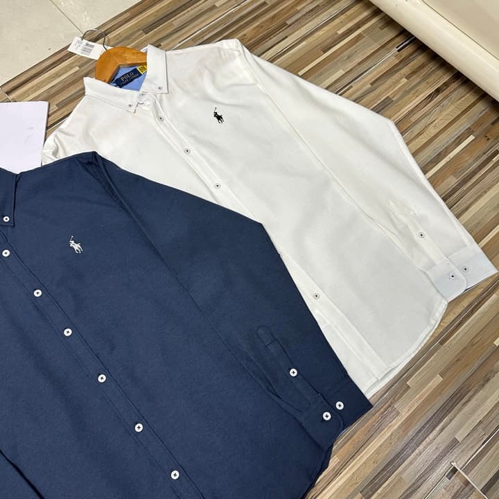 Ralph Lauren Embroidered Oxford Cotton Shirt – 2025 in Navy Blue