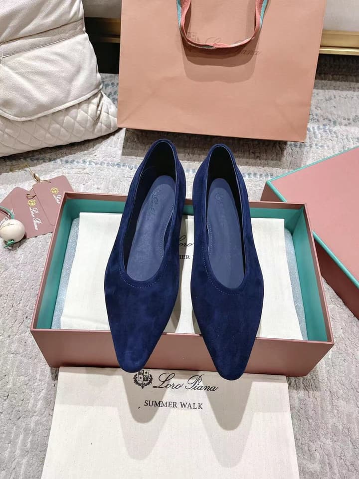 Loro Piana Rebecca Minimalist Ballerina Flats – Spring/Summer Collection in Black Suede