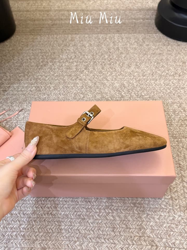 Miu Miu Suede Bow Mary Jane Flats