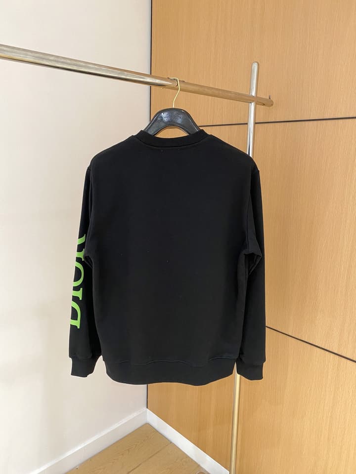 Dior Flocked Logo & Bee Crewneck Sweatshirt – 24SS in Black With Neon Green Accents