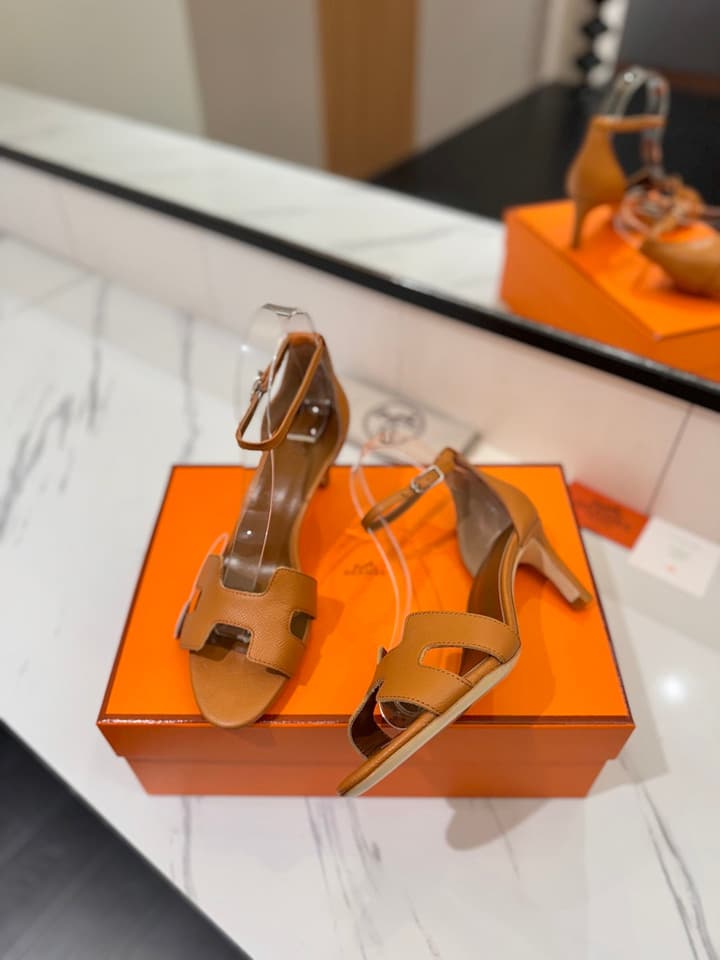 Hermès Classic Palm Grain Cowhide Heels – 6.5cm in Black