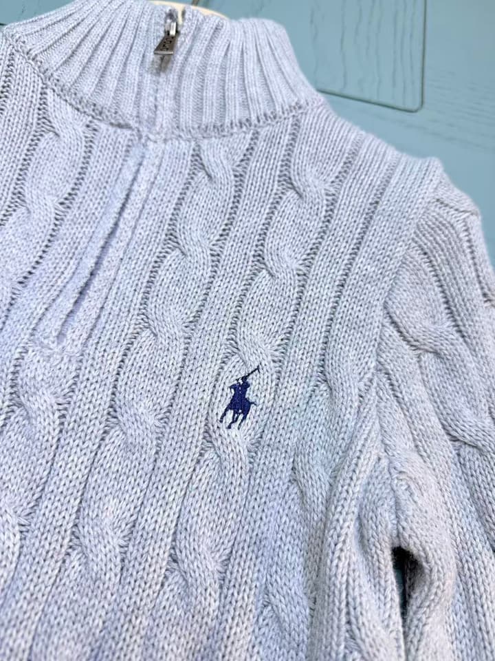 Ralph Lauren Polo Boys' Striped Knit Sweater – Kids Collection – 2025SS in Dark Navy Cable Knit