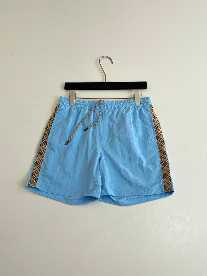 Burberry Nylon Side Check Drawstring Shorts in Black