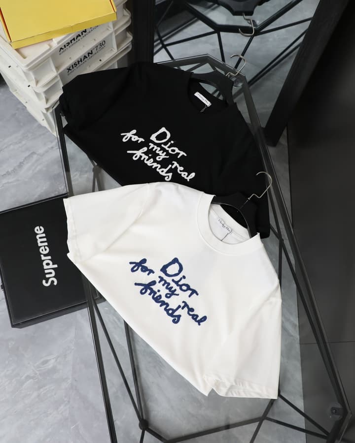 Dior Towel Embroidery T-Shirt – 2025SS Collection in Black