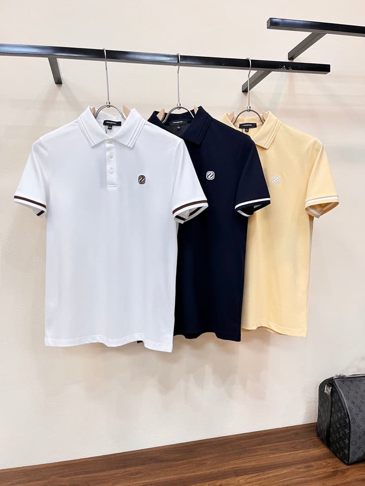 Zegna Embroidered Logo Piqué Cotton Polo Shirt – 2026 Spring/Summer Collection in Navy Blue