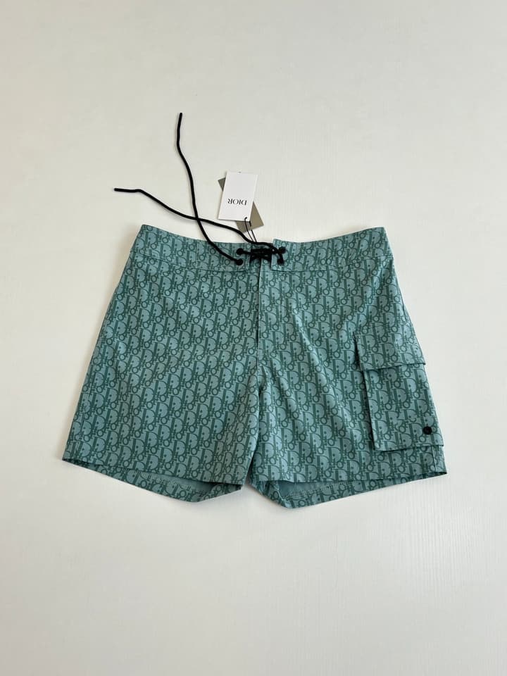 Dior Oblique Print Beach Shorts – Spring/Summer Collection – 25SS in Light Blue Oblique
