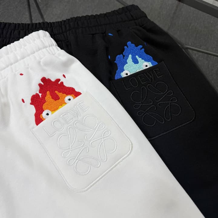 Loewe Classic Element Print Shorts – Spring/Summer Collection in Black With Blue Text