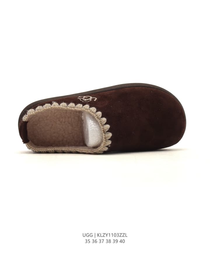 UGG Retro Color-Block Sheepskin Slippers – Autumn/Winter Collection in Brown Suede