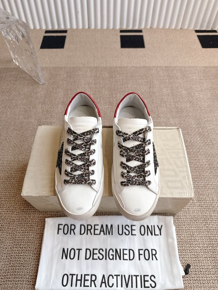 Golden Goose Distressed Leather Sneakers in Dark Green
