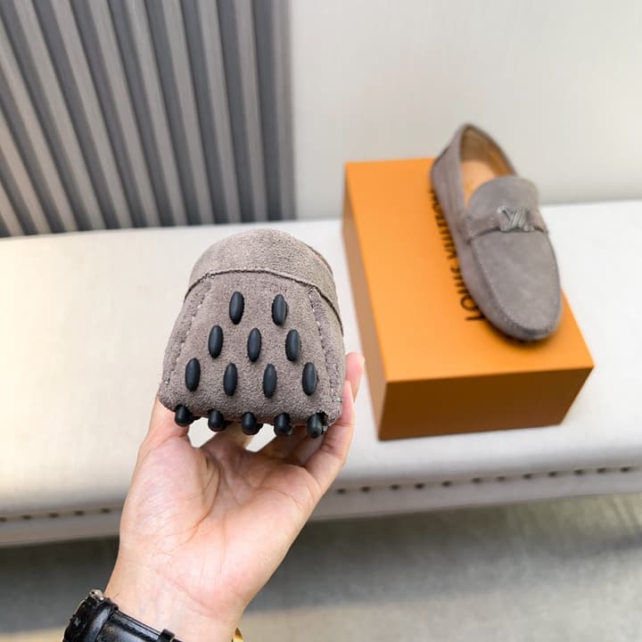 Louis Vuitton Pebbled Leather Driving Shoes in Black Smooth Leather