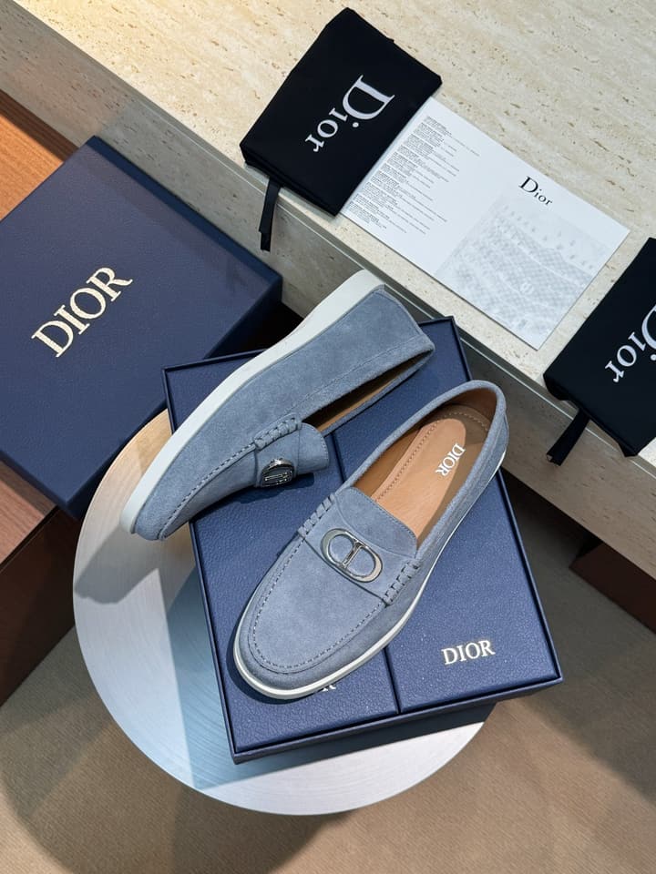Dior Granville Men's Lace-Up Casual Shoes in Dark Blue Suede