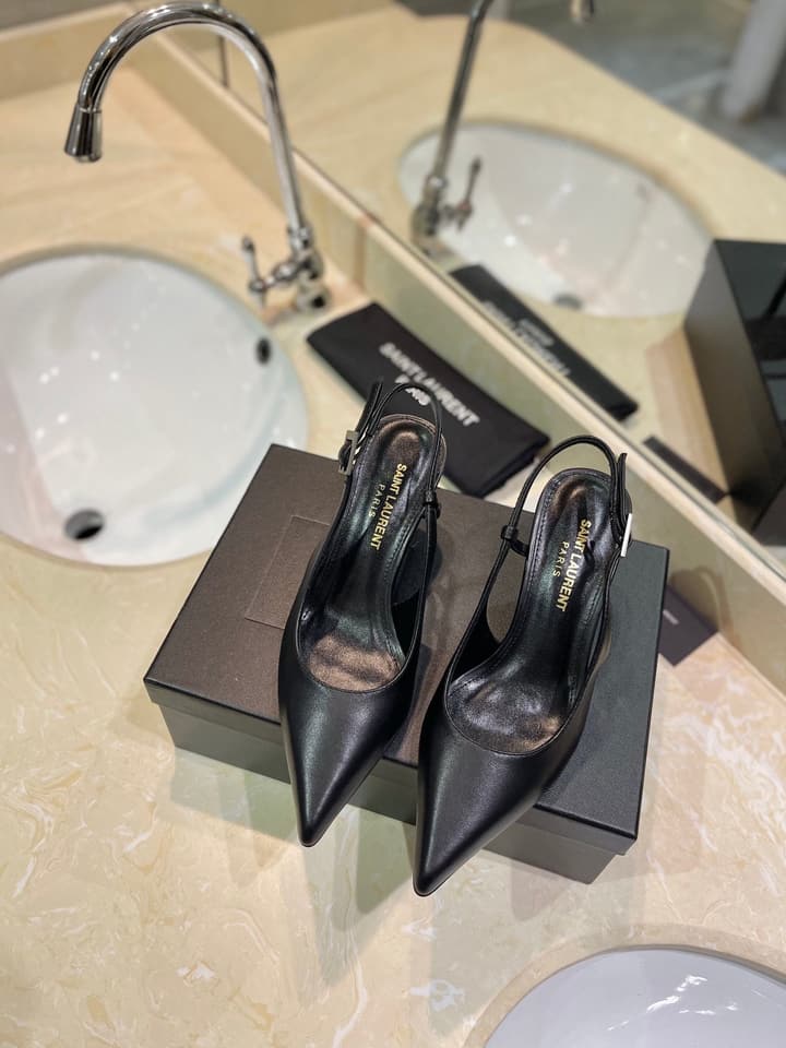Saint Laurent Heeled Sandals – Summer Collection in Apricot