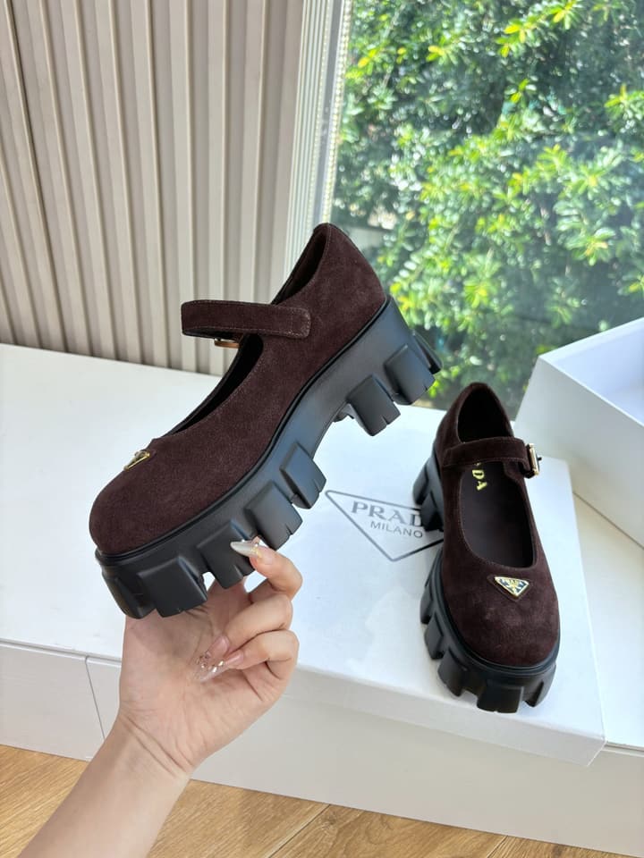 Prada Monolith Platform Mary Jane Loafers – 25FW in Assorted Leather & Suede Collection
