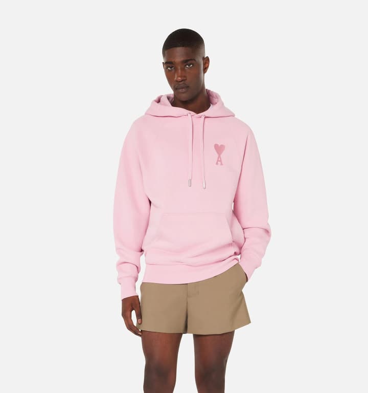 Ami Paris Ami de Coeur Macaron Zip Hoodie in Pastel Pink