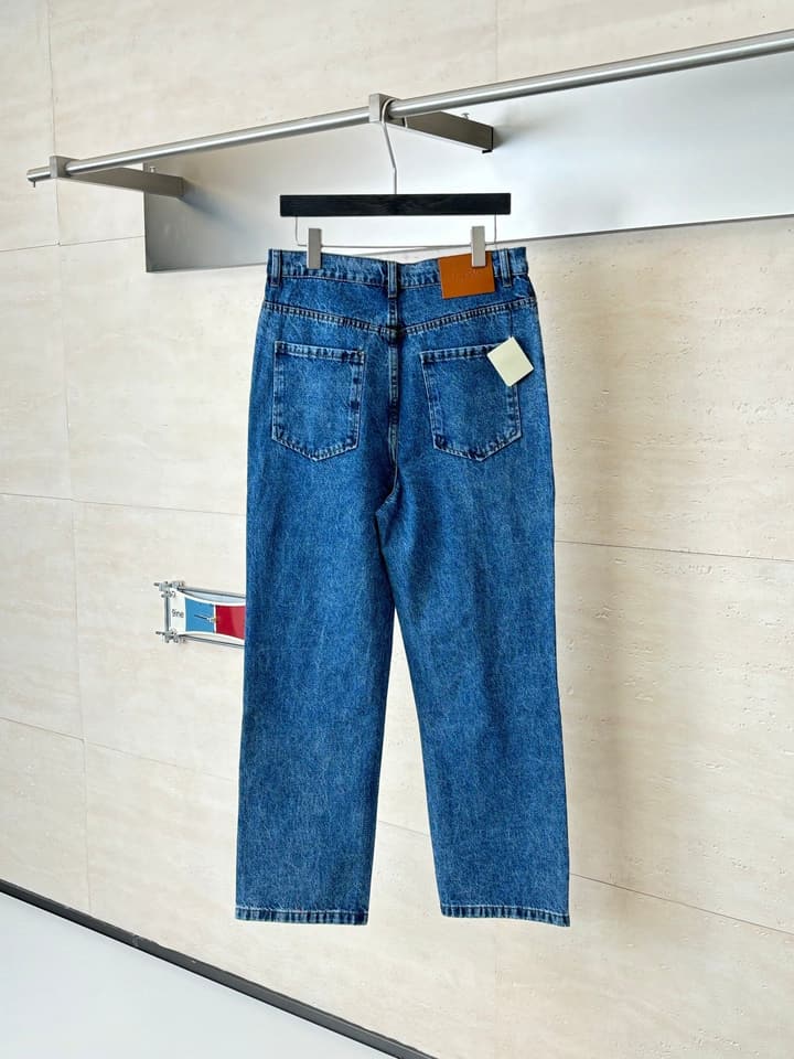 Loewe Anagram Embroidered Washed Distressed Jeans in Washed Black