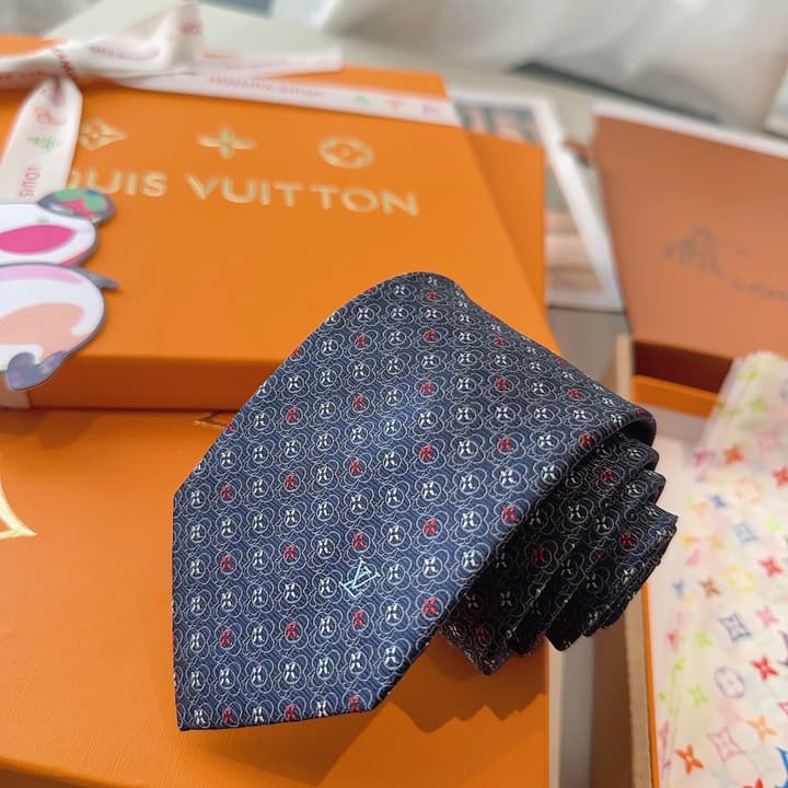 Louis Vuitton Monogram Jacquard Silk Tie in Navy with Blue Monogram