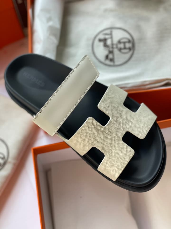 Hermès Chypre Unisex Slides in Beige
