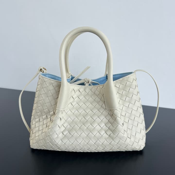 Bottega Veneta Pinacoteca Small Tote Handbag – 2025SS in Burgundy With Light Blue Lining A