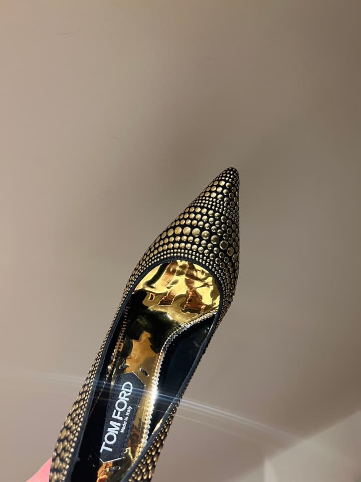 Tom Ford Crystal-Embellished Gold Heeled Sandals