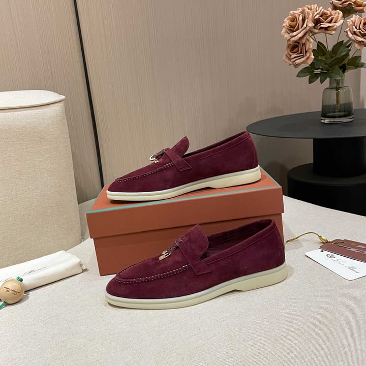 Loro Piana Summer Charms Walk Moccasin Loafers in Black Leather