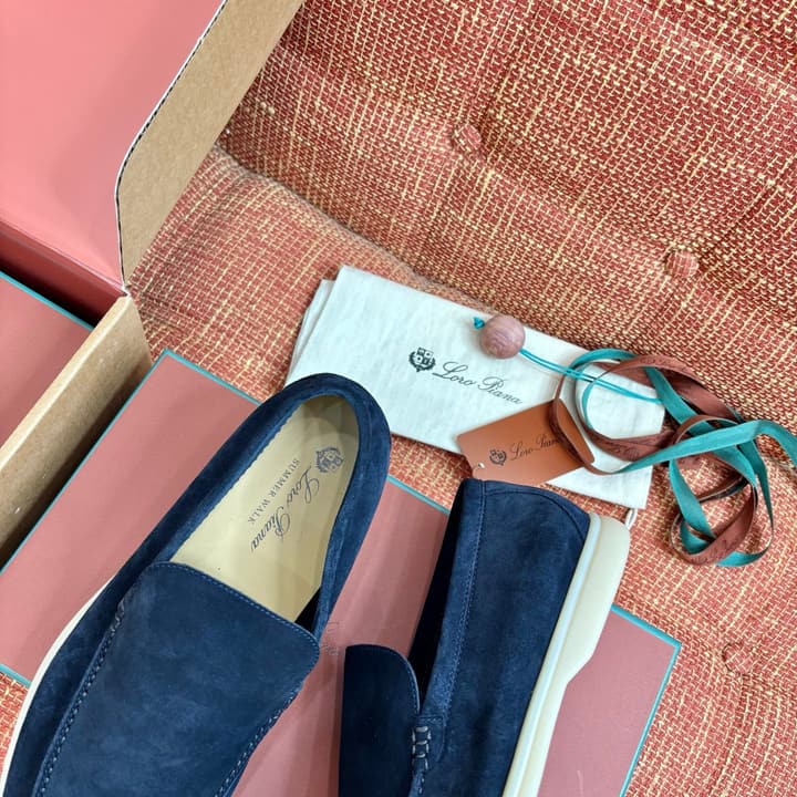 Loro Piana Suede Loafers in Dark Blue