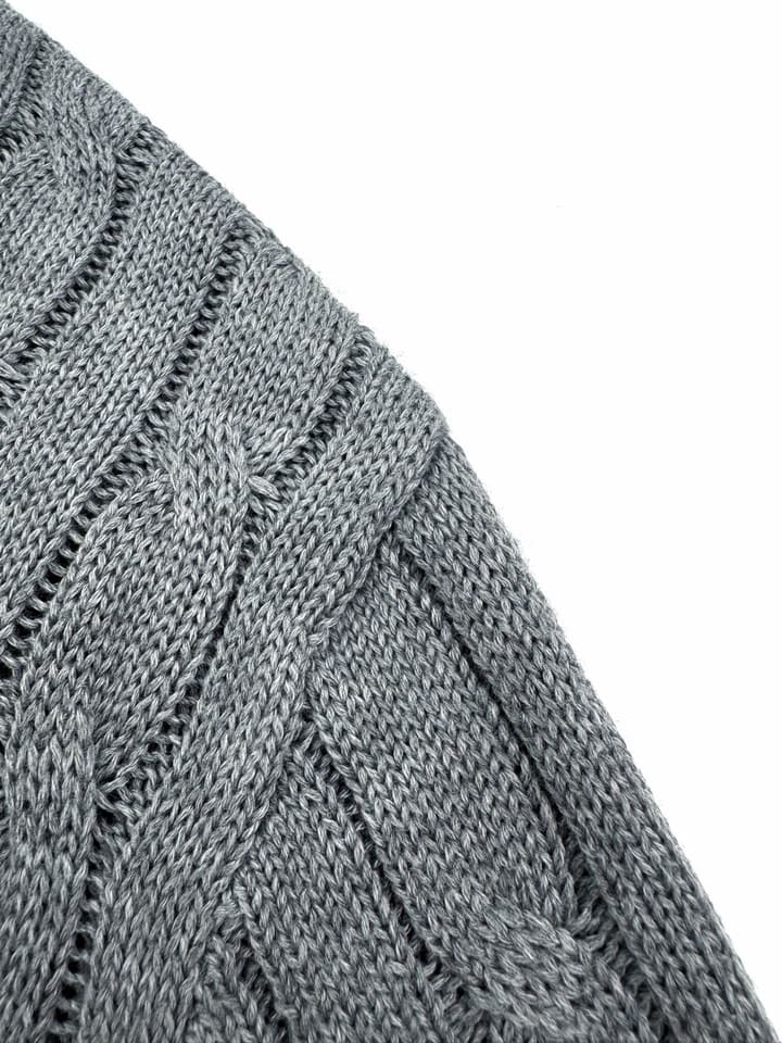Ralph Lauren Cable-Knit Short-Sleeve Sweater in Rock Grey