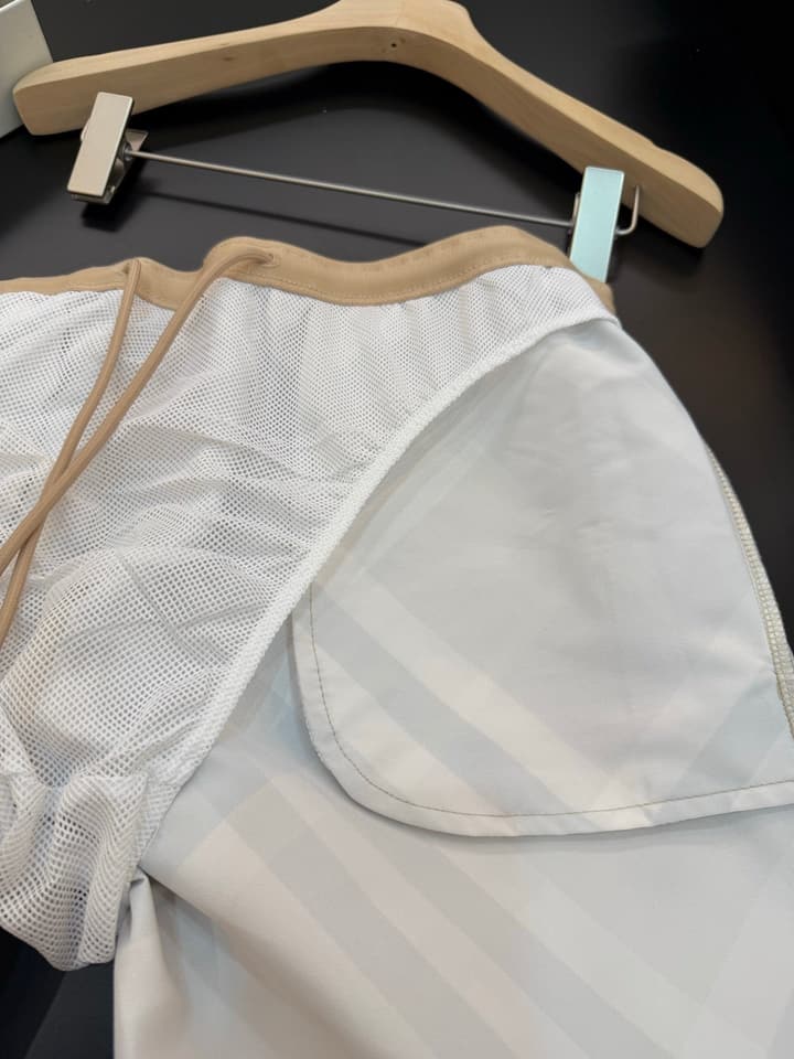 Burberry Diagonal Check Swim Shorts in Apricot
