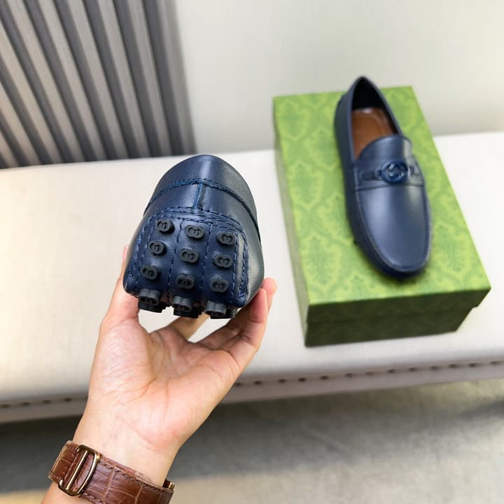 Gucci Premium Leather Loafers in Black Embossed Leather