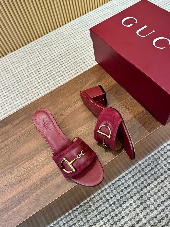 Gucci D-Horsebit Mule Sandals in Brown Gg Canvas