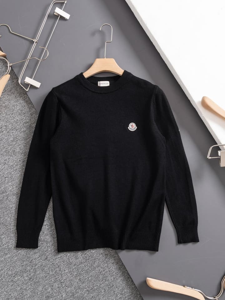 Moncler Round Neck Knit Sweater – 2024 Collection in Black