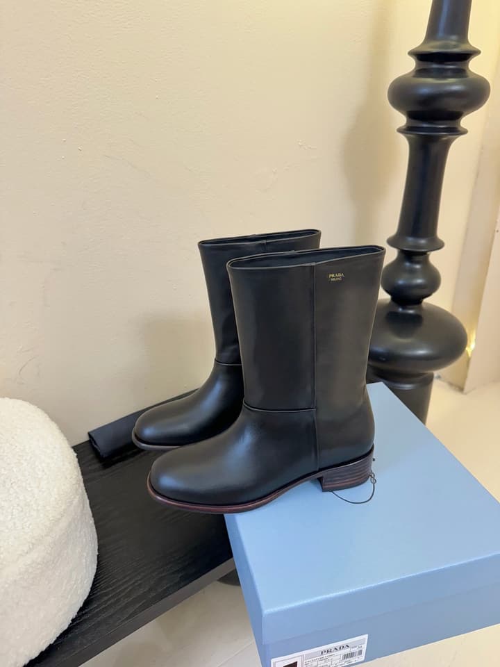 Prada Thick-Sole Knight Boots – 25SS in Dark Brown Suede