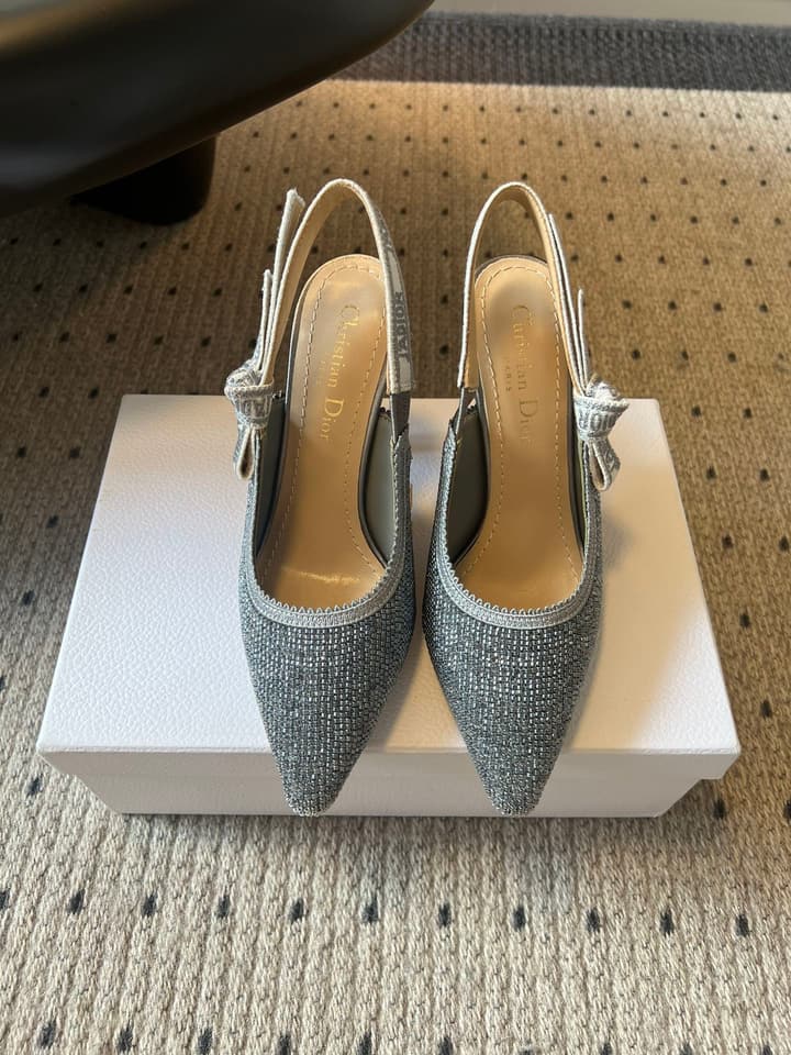 Dior J'Adior Dior Or Embroidered Slingback Heels in Black Smooth
