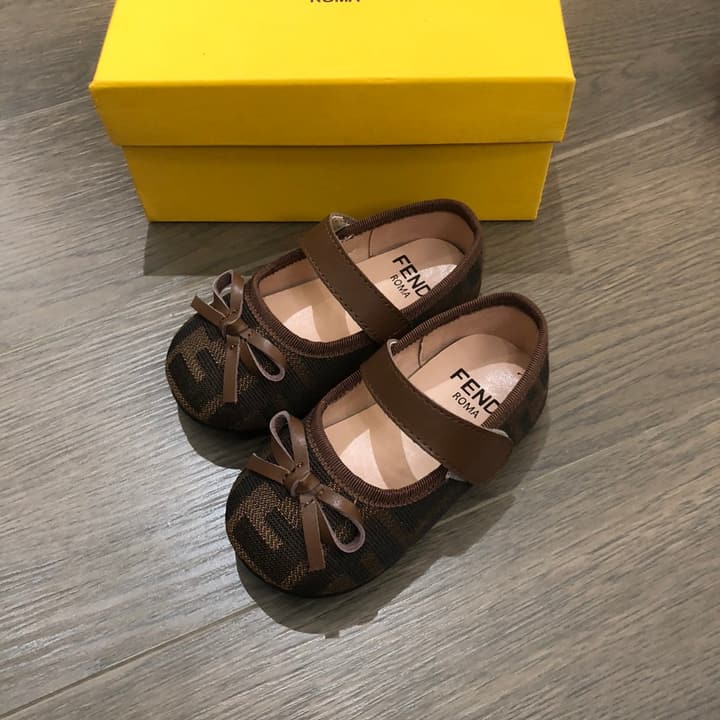 Fendi Kids Footwear – Kids Collection in Dark Brown Mary Jane
