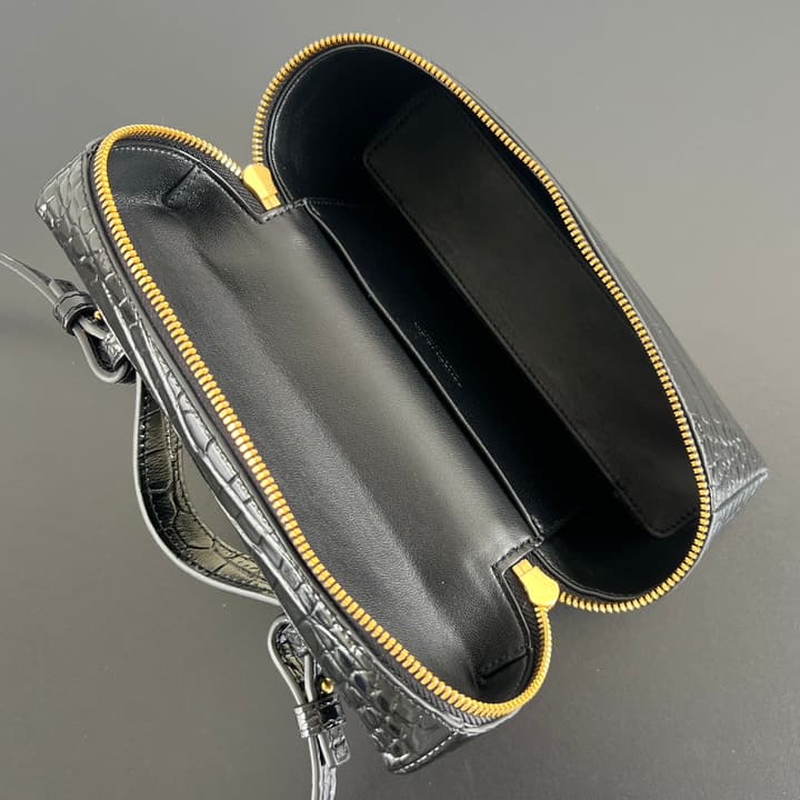 Bottega Veneta Crocodile Embossed Vanity Case in Deep Burgundy Croc
