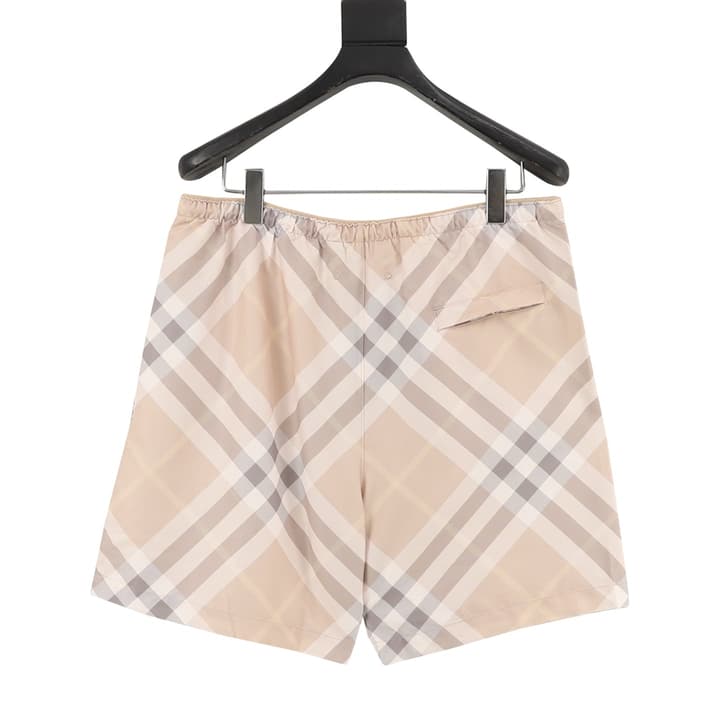 Burberry Twill Check Mesh-Lined Swim Trunks in Khaki