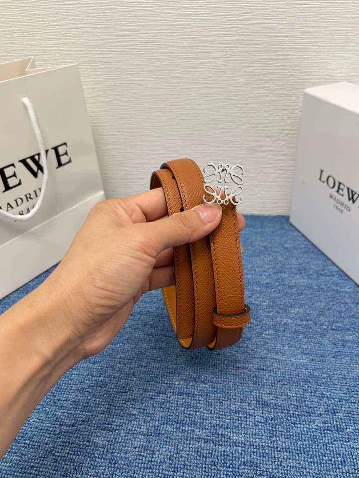 Loewe Calfskin Leather Belt in Black With Gold Buckle