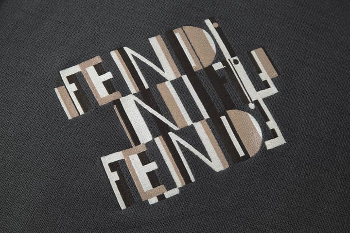 Fendi Embroidered Logo Knit Pullover in Charcoal Grey With Fendi Logo