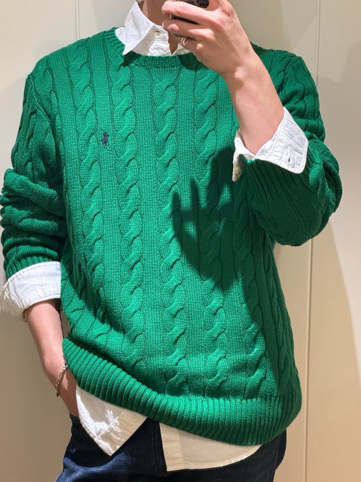 Ralph Lauren Inspired Cable Knit Sweater in Black