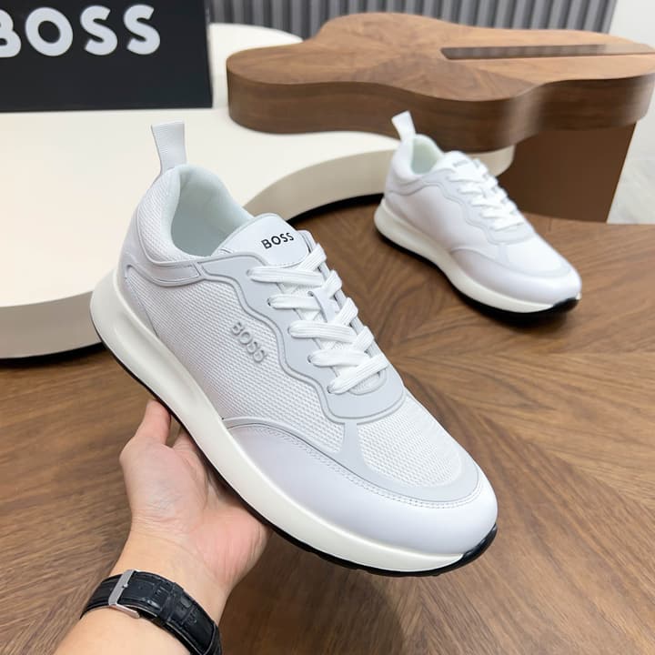 Boss Men's Knit and Leather Sneakers