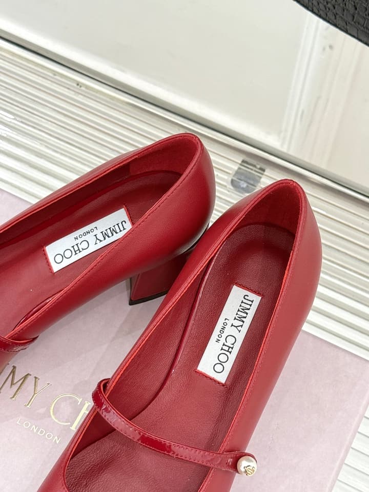 Jimmy Choo Color-block Pearl Mary Jane Heels – 25FW in Black Bow Detail