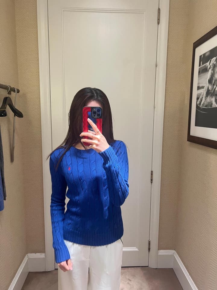 Ralph Lauren Classic Cable Knit Sweater in Royal Blue Cable Knit