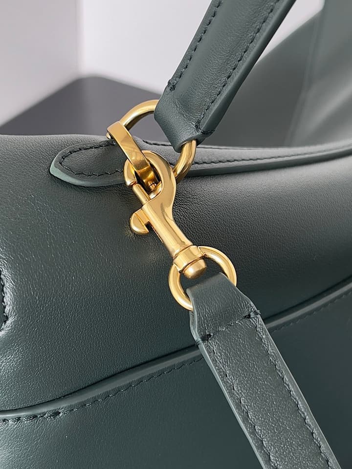 Balenciaga Rodeo Large Leather Shoulder Bag in Dark Green Leather